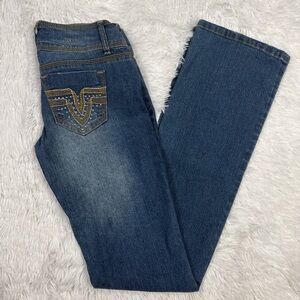 BONGO Dark Blue Boot Cut Jeans with Gold Stitching